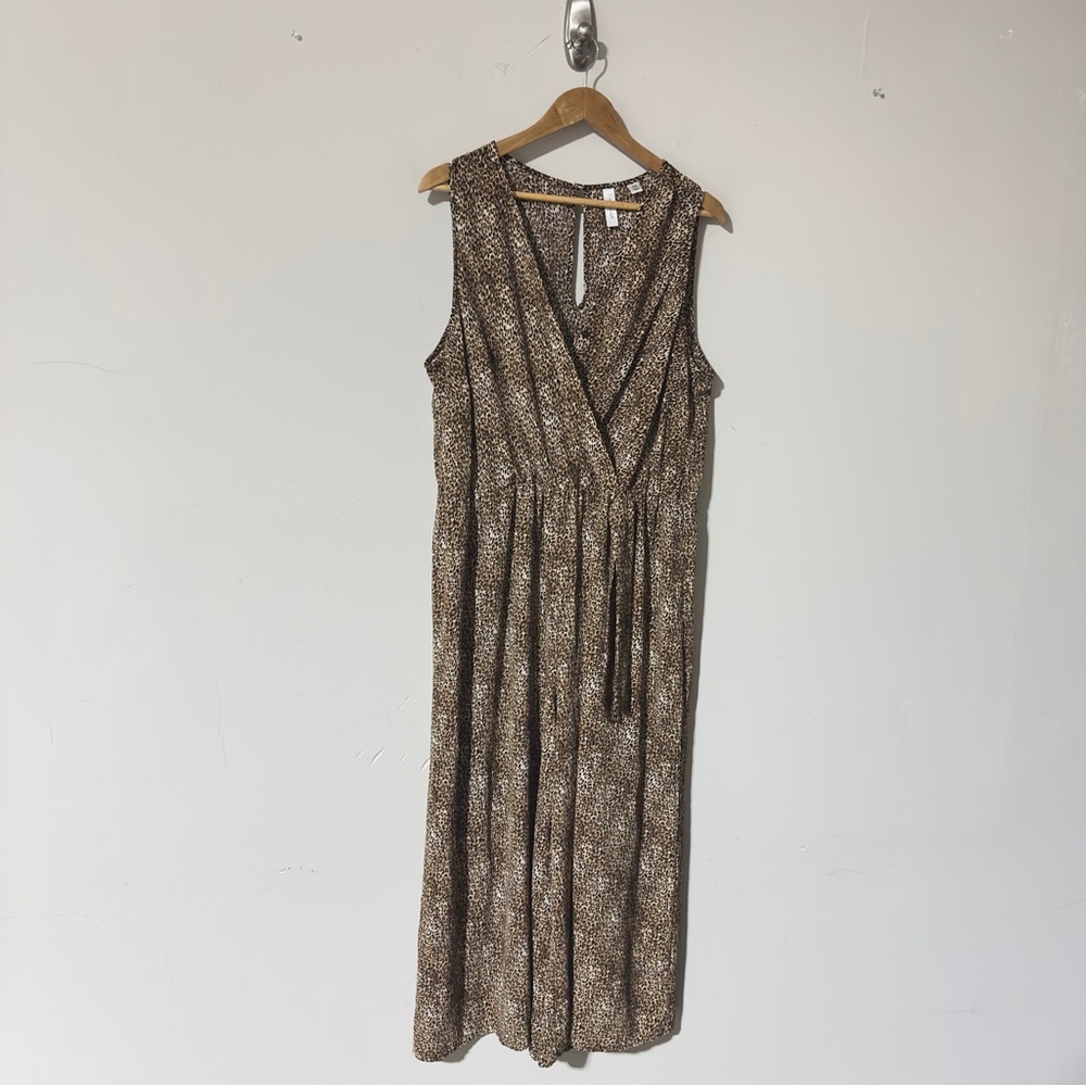 👉 Tactra Leopard Print Sleeveless Jumpsuit Women's Size 2X - Excellent Condition